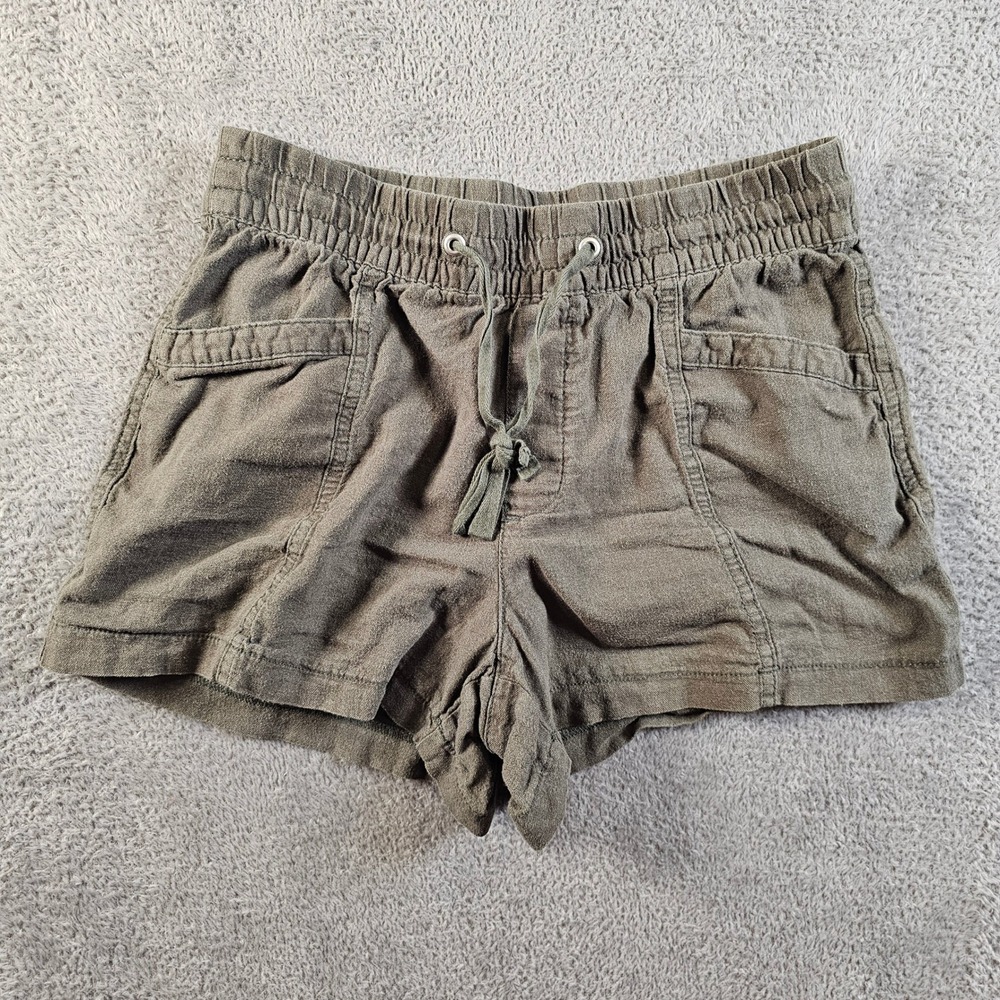 Gap Womens XS Olive‎ Green Linen Blend Pull On Utility Baby Tweed Shorts